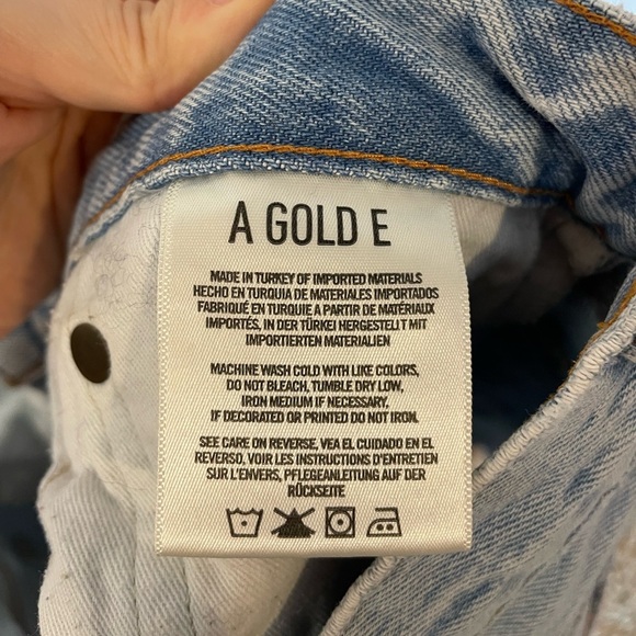 Agolde Distressed Light Wash Jean Shorts - Picture 6 of 7